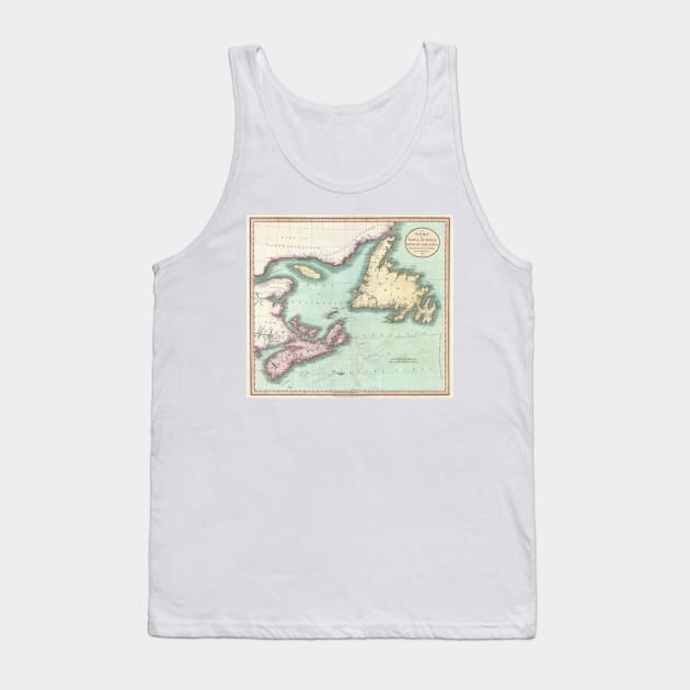 Vintage Map of Nova Scotia and Newfoundland (1807) Tank Top by Bravuramedia